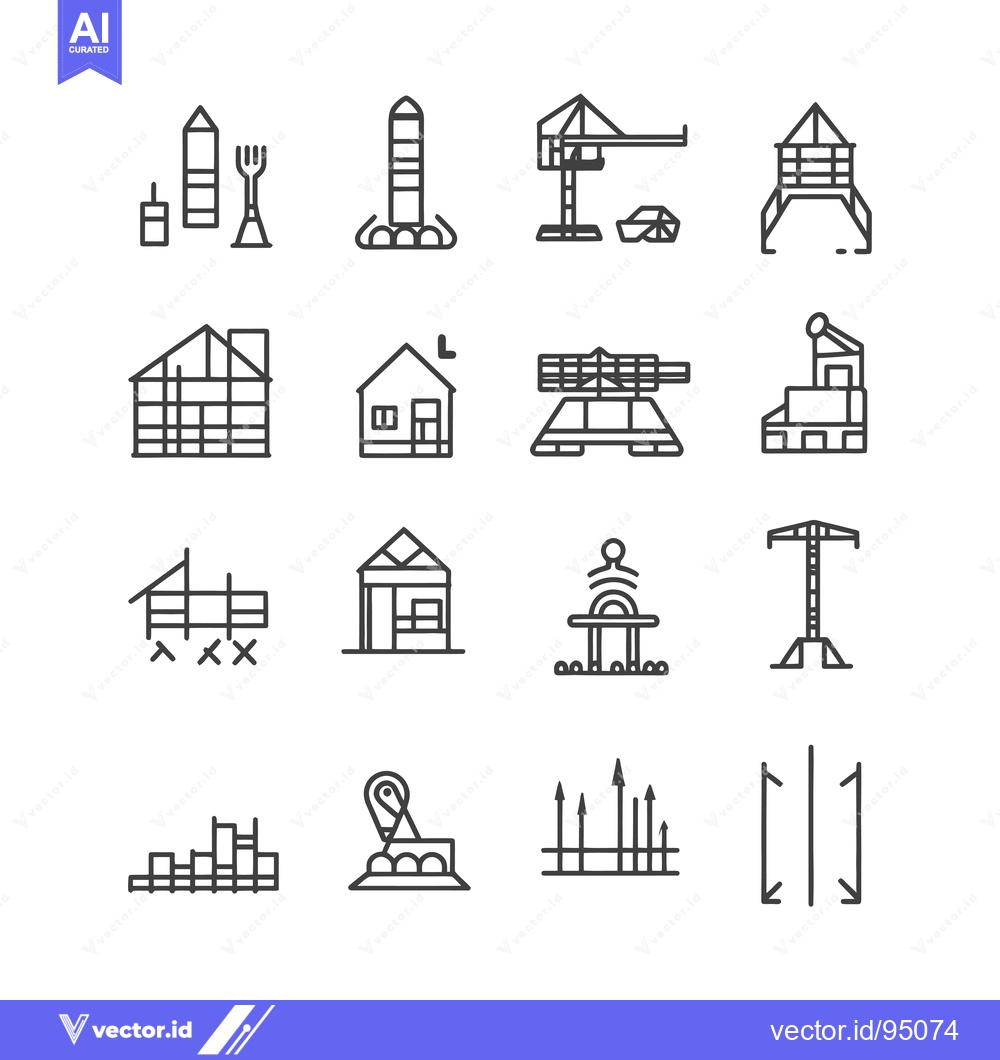 Premium Vector dari Set of Construction and Building Related Outline Icons