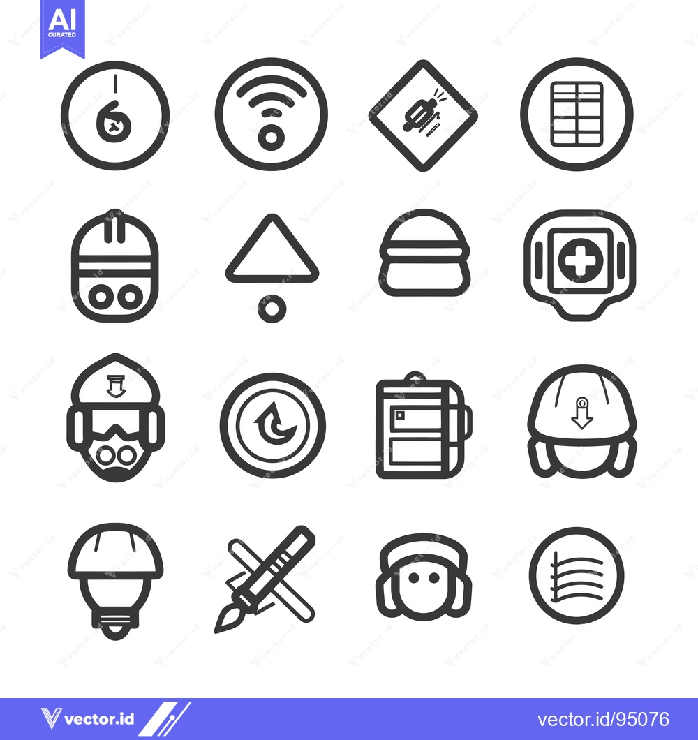 Premium Vector dari Set of Construction Icons with Safety Equipment and Tools