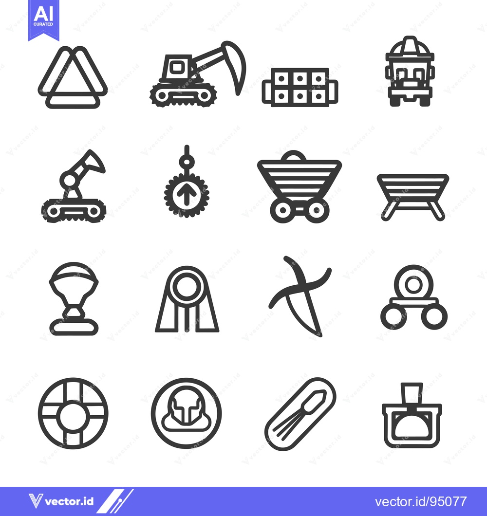 Premium Vector dari Set of Construction, Mining, and Industrial Icons
