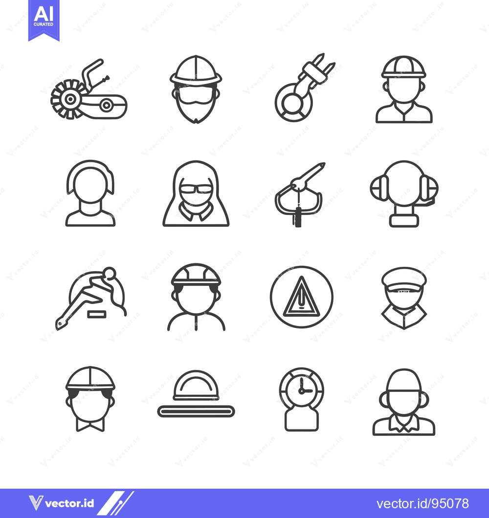 Premium Vector of Set of Construction Worker and Safety Icons