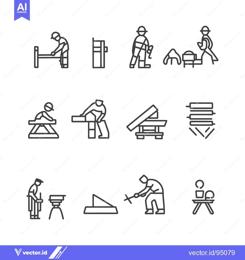 Premium Vector dari Set of Construction Worker Icon Illustrations