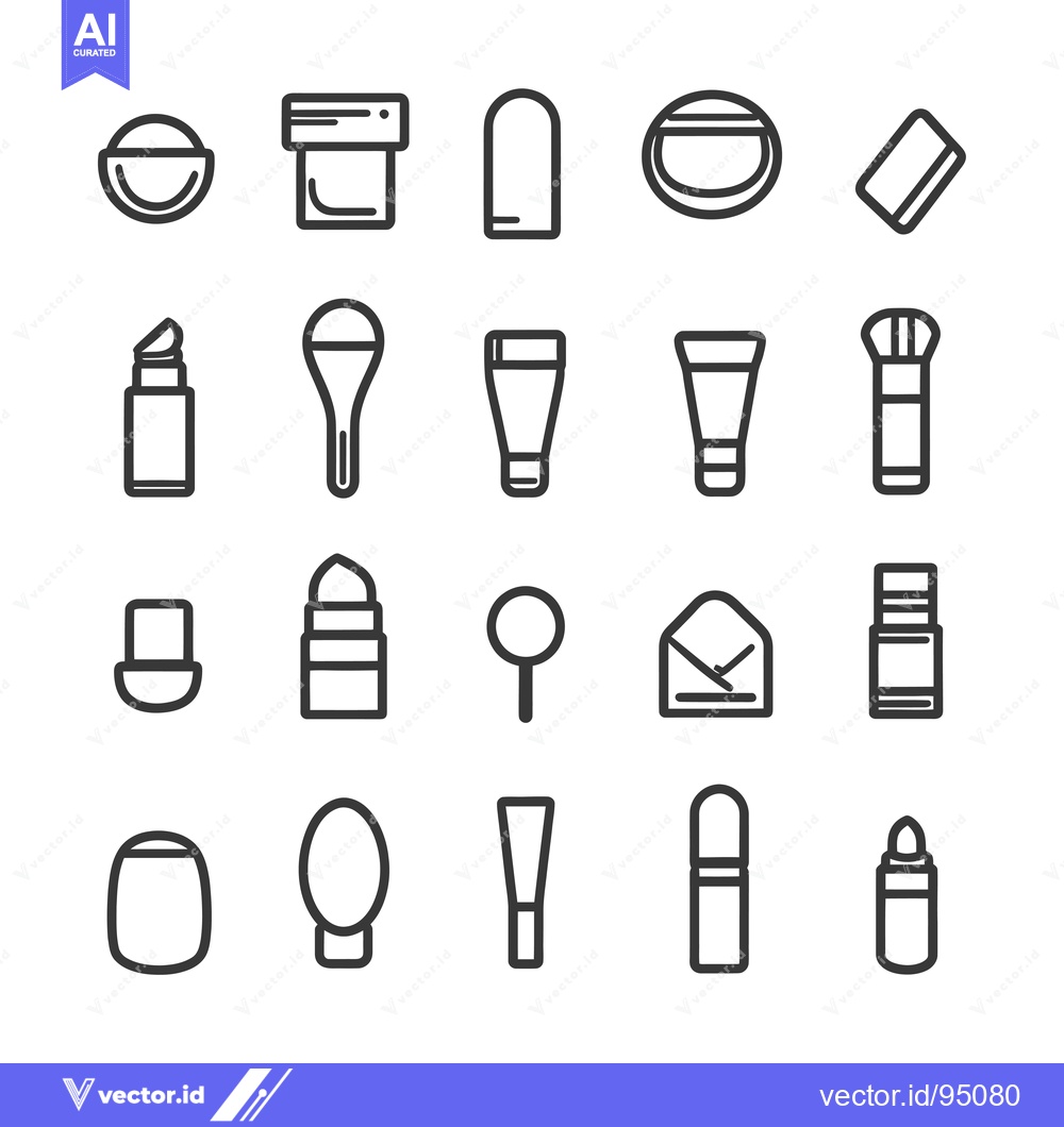 Premium Vector of Set of Cosmetics and Beauty Icons in Outline Style
