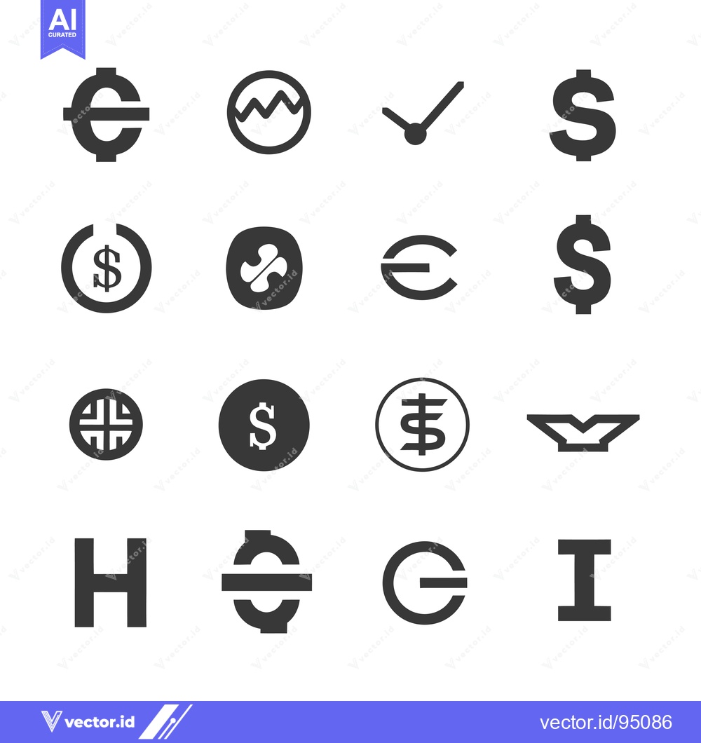 Premium Vector dari Set of Currency Symbols and Icons