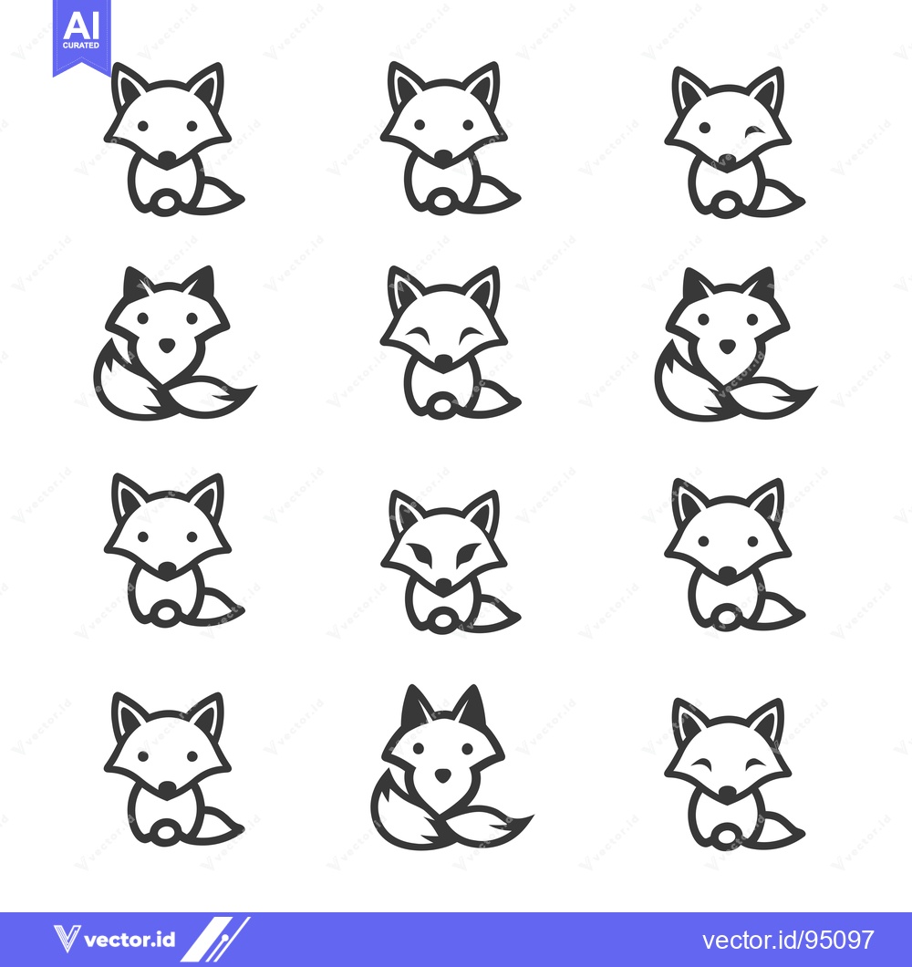 Premium Vector dari Set of Cute Fox Icons in Different Poses