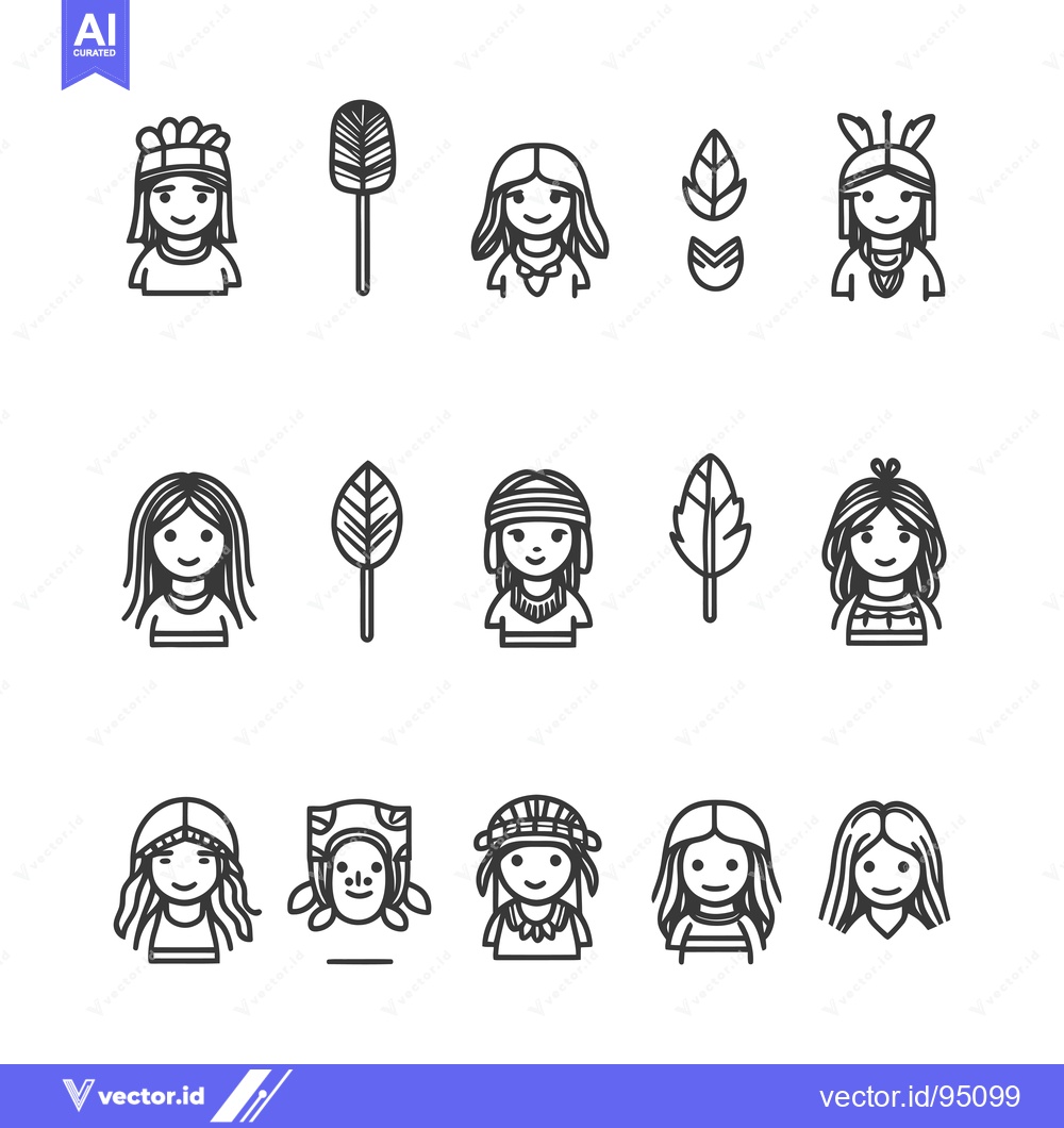 Premium Vector dari Set of Cute Girl Avatar Icons with Various Hairstyles and Accessories