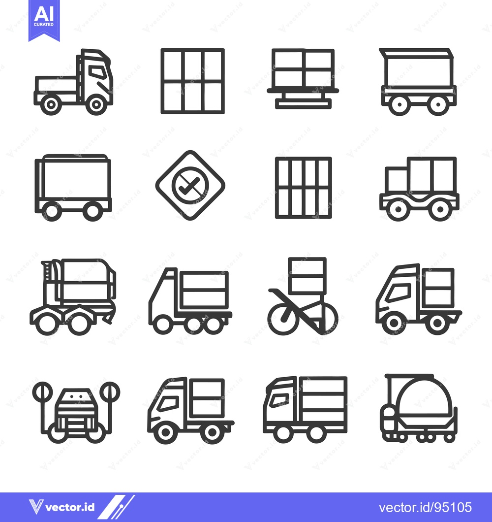 Premium Vector dari Set of Delivery Truck and Cargo Icons