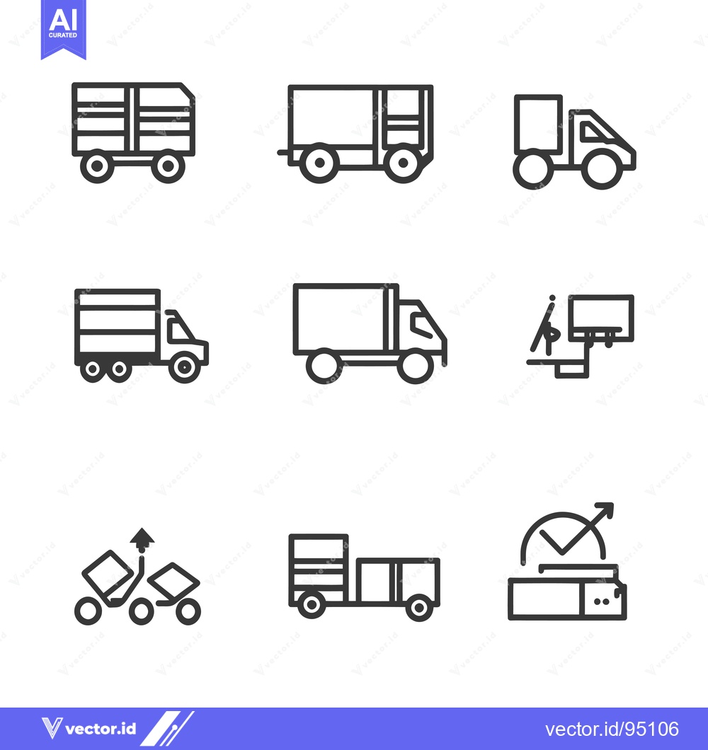 Premium Vector dari Set of Delivery Truck Icons in Line Style