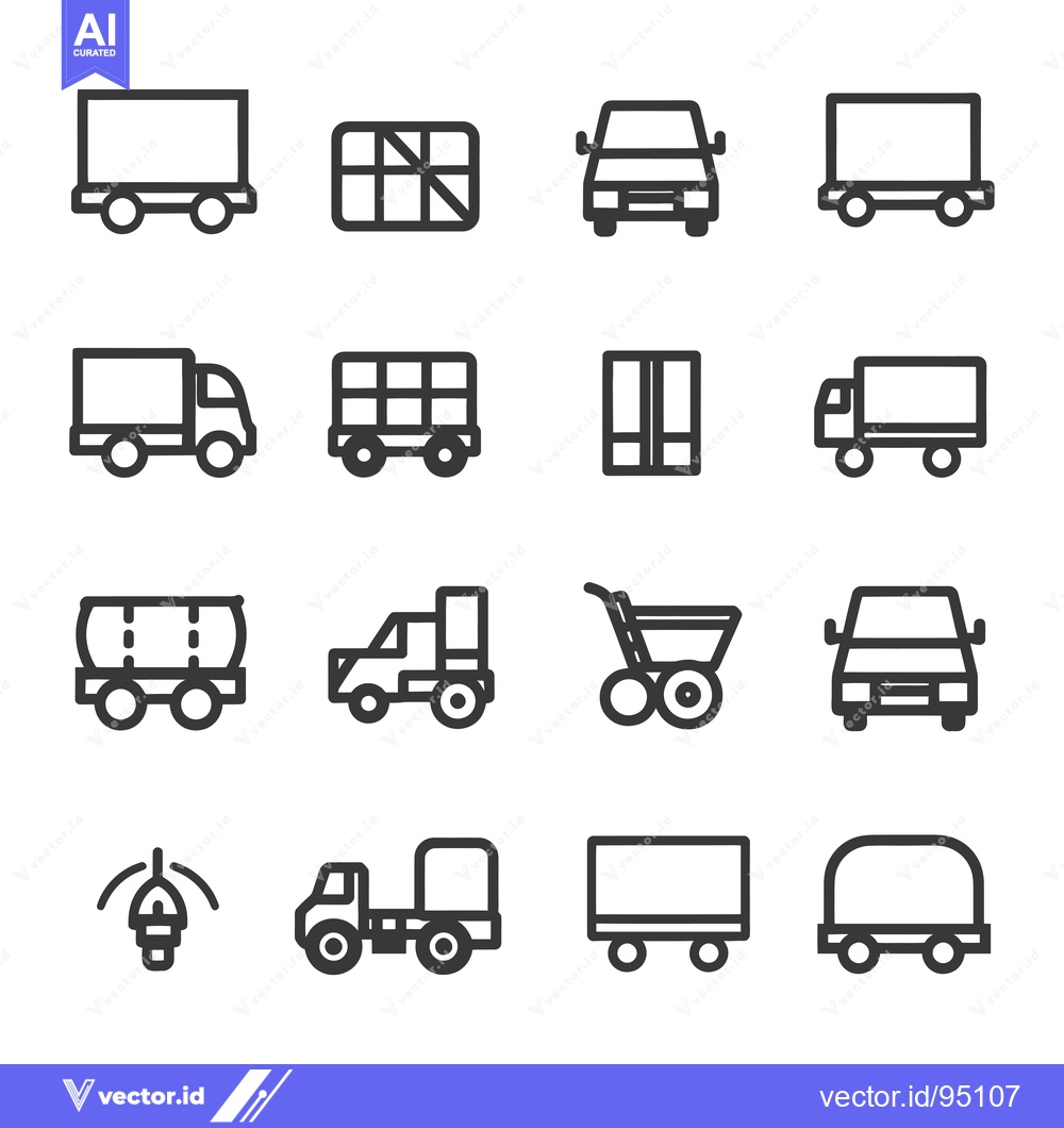 Premium Vector dari Set of Delivery Vehicle Line Icons