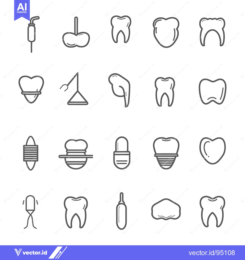Premium Vector of Set of Dental Care and Tooth Icons in Line Style