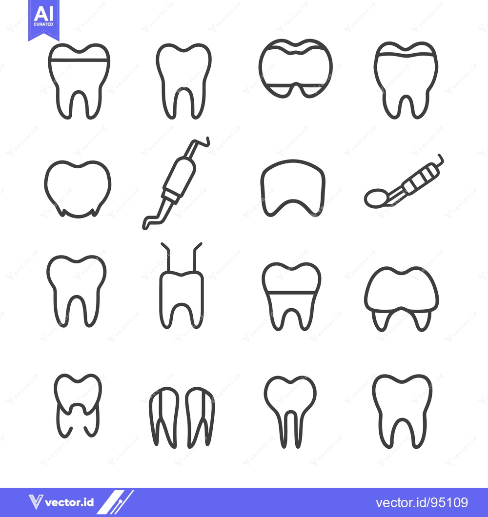 Premium Vector dari Set of Dental Care Icons Including Tooth, Crown, and Tools