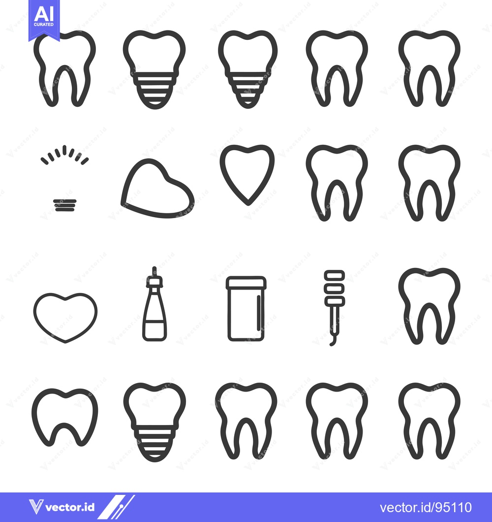 Premium Vector dari Set of Dental Icons Including Teeth, Implant, and Dental Tools
