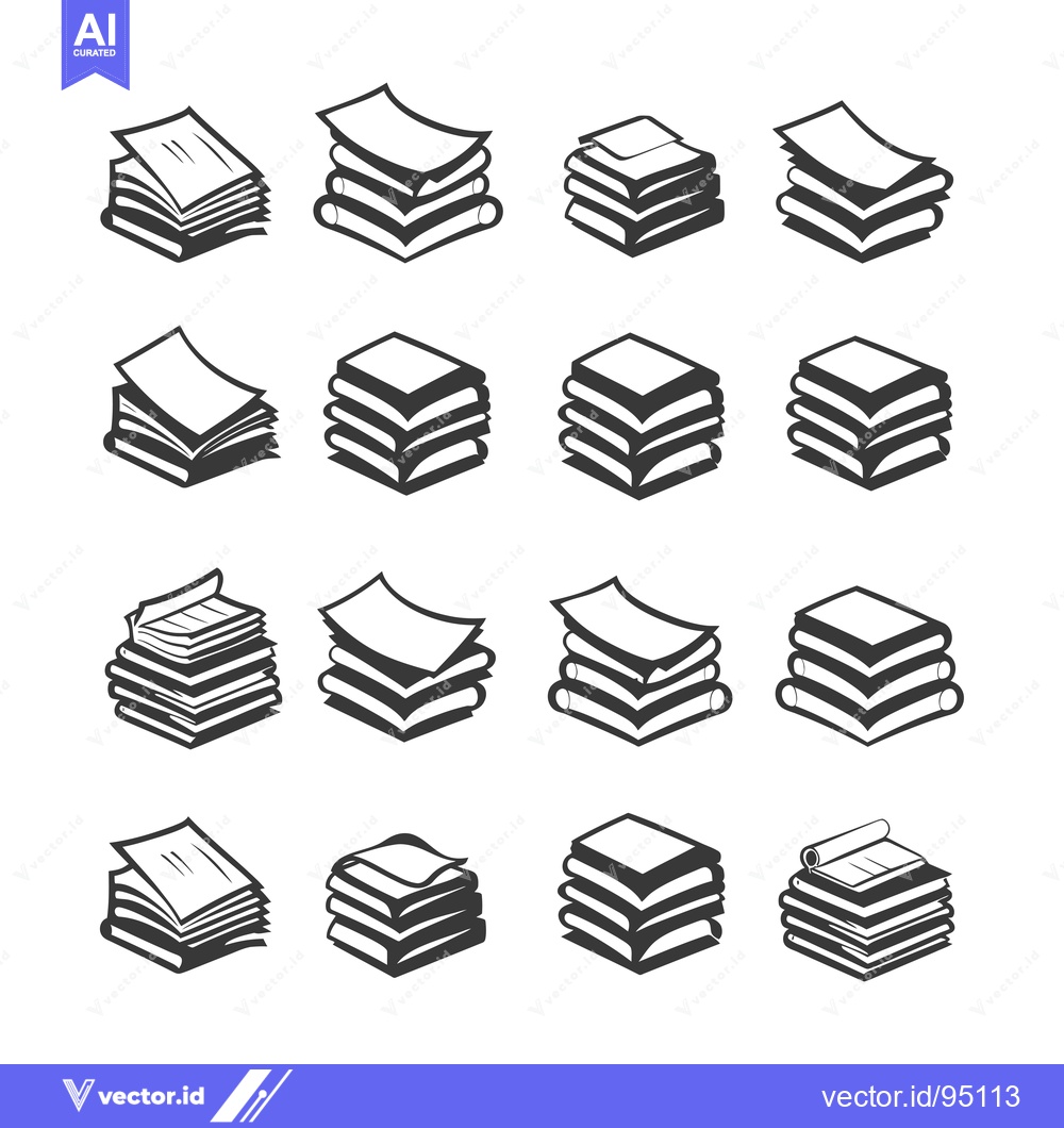Premium Vector dari Set of Different Book Stack Illustrations
