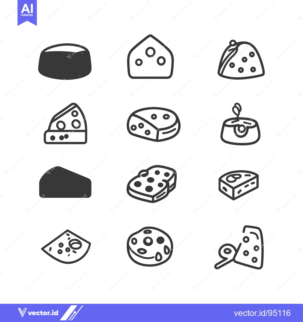 Premium Vector of Set of Different Cheese Icon Designs