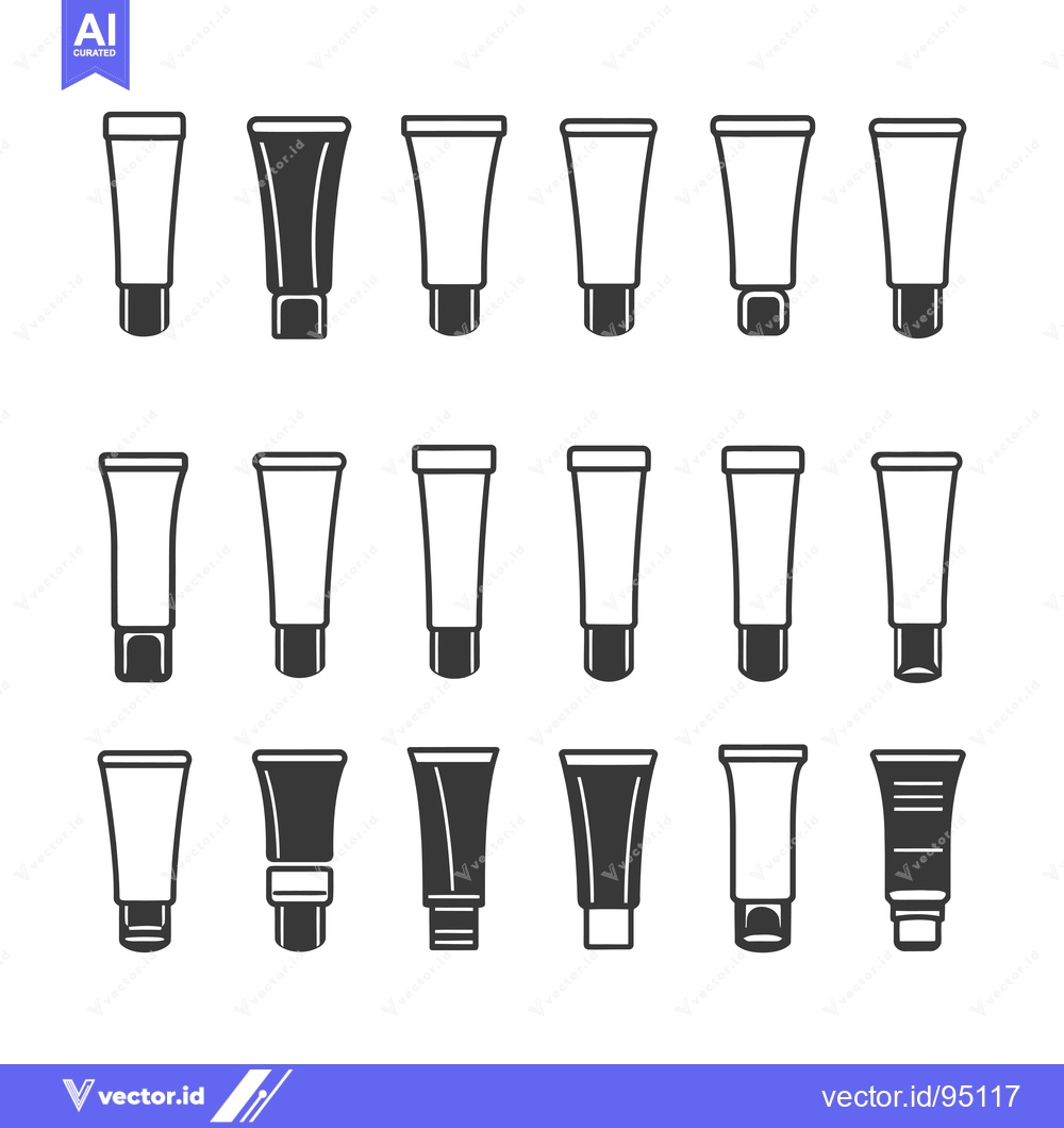 Premium Vector dari Set of different cream or lotion tube icons