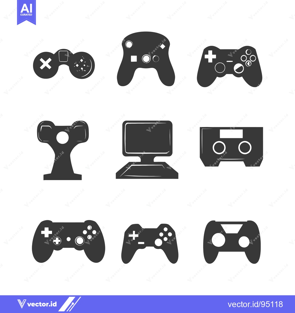 Premium Vector dari Set of  Different Game Controllers and  Consoles