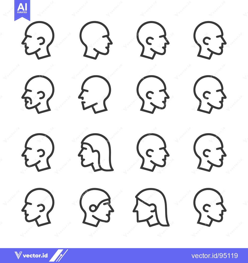 Premium Vector dari Set of Different Hairstyles and Hairline Profile Icons