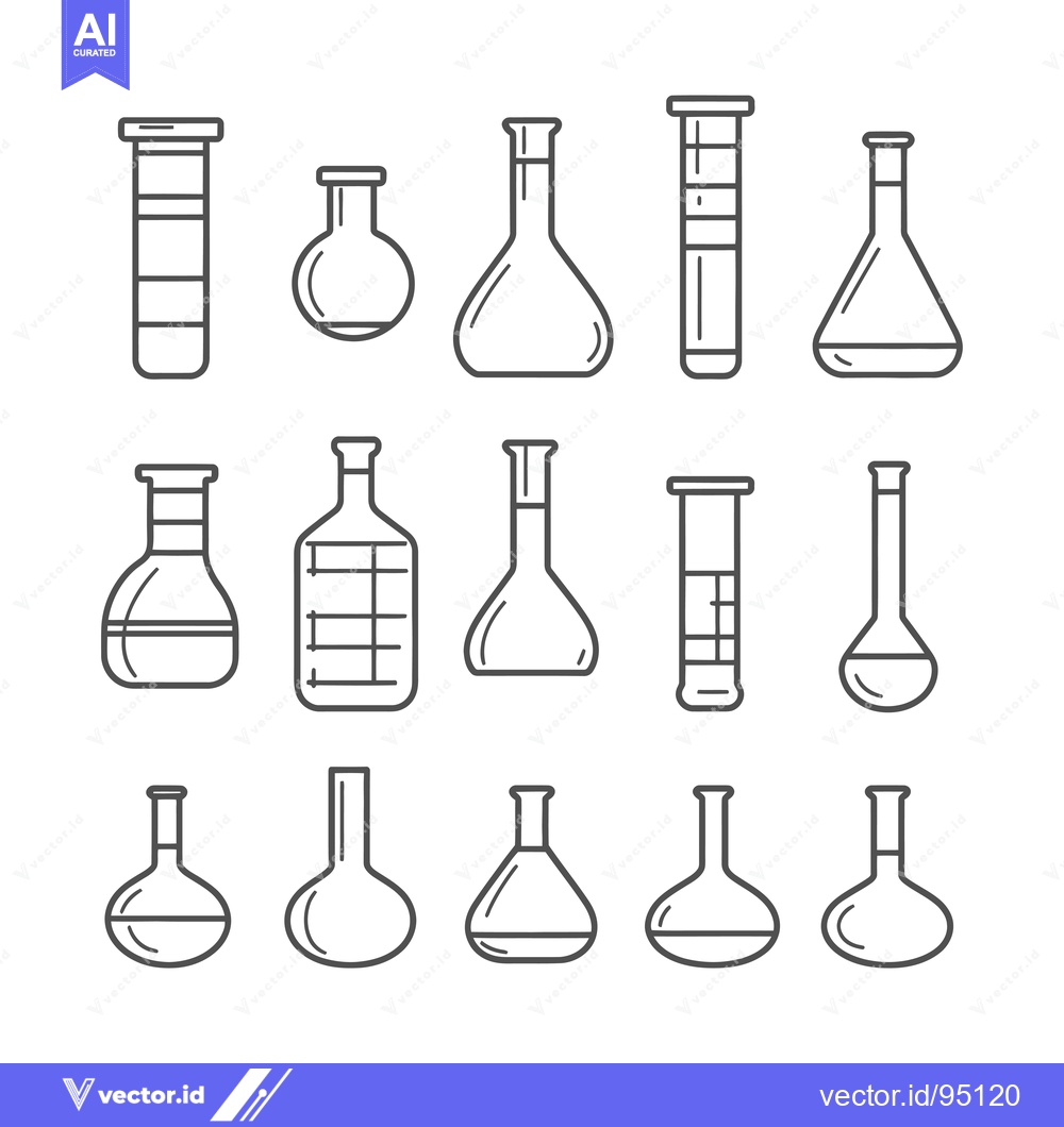Premium Vector dari Set of Different Laboratory Glassware Line Icons
