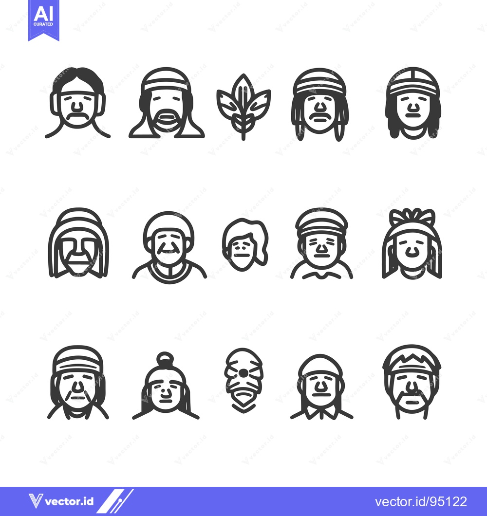Premium Vector of Set of Different Native American Indigenous Peoples Facial Features Ic