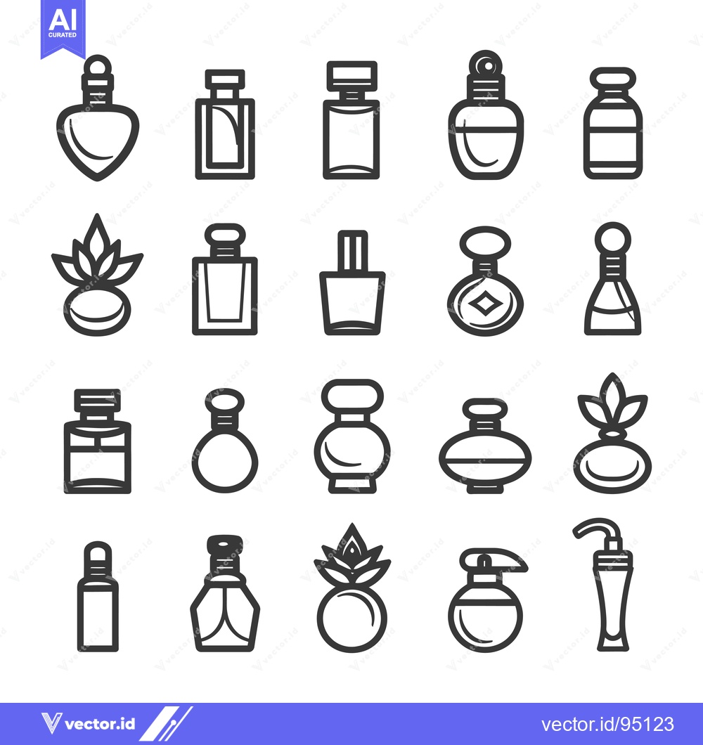 Premium Vector dari Set of Different Perfume Bottle Outline Icons