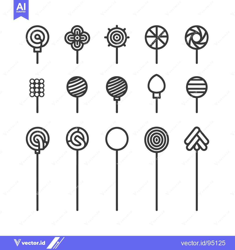 Premium Vector of Set of Different Shaped Lollipops with Sticks