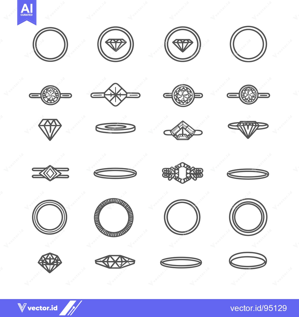 Premium Vector of Set of Different Styles of Diamond Engagement Rings