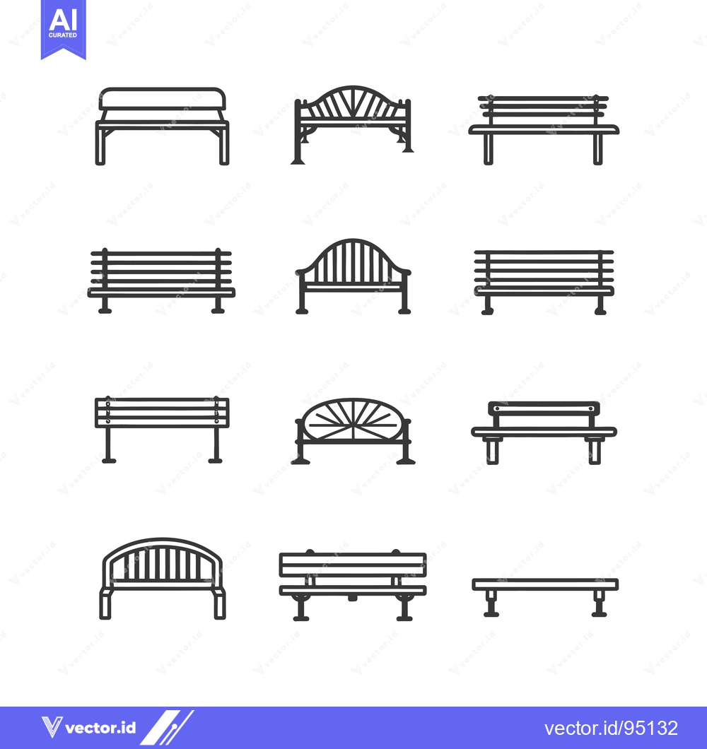 Premium Vector of Set of Different Styles of Park Benches
