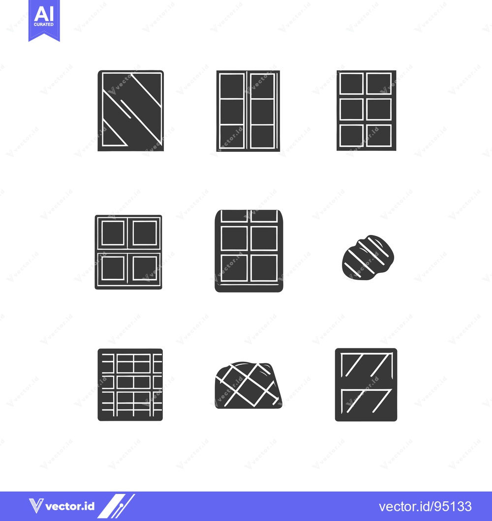 Premium Vector dari Set of Different Styles of Windows with Grids and Diagonal Lines