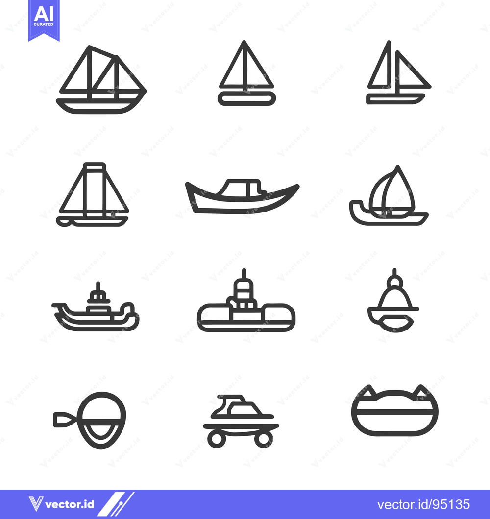 Premium Vector dari Set of Different Types of Boats and Watercraft