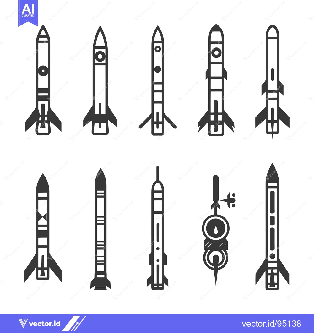 Premium Vector dari Set of Different Types of Missile Icons