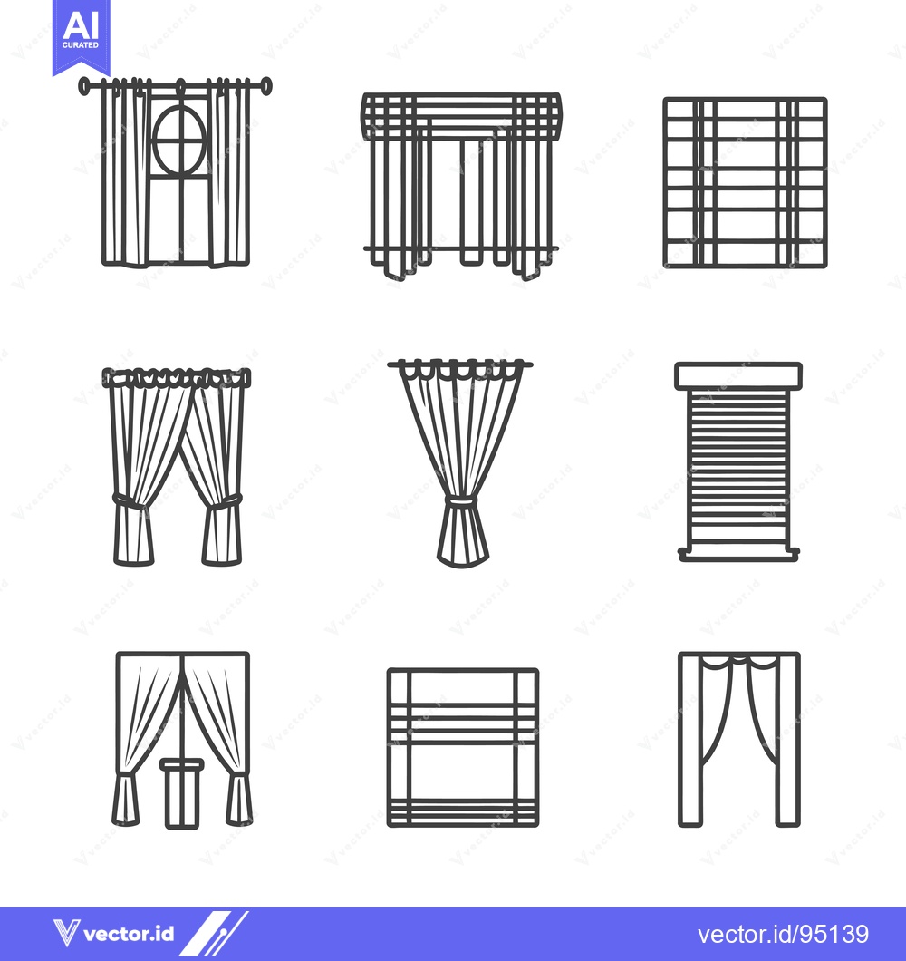 Premium Vector of Set of Different Types of Window Coverings