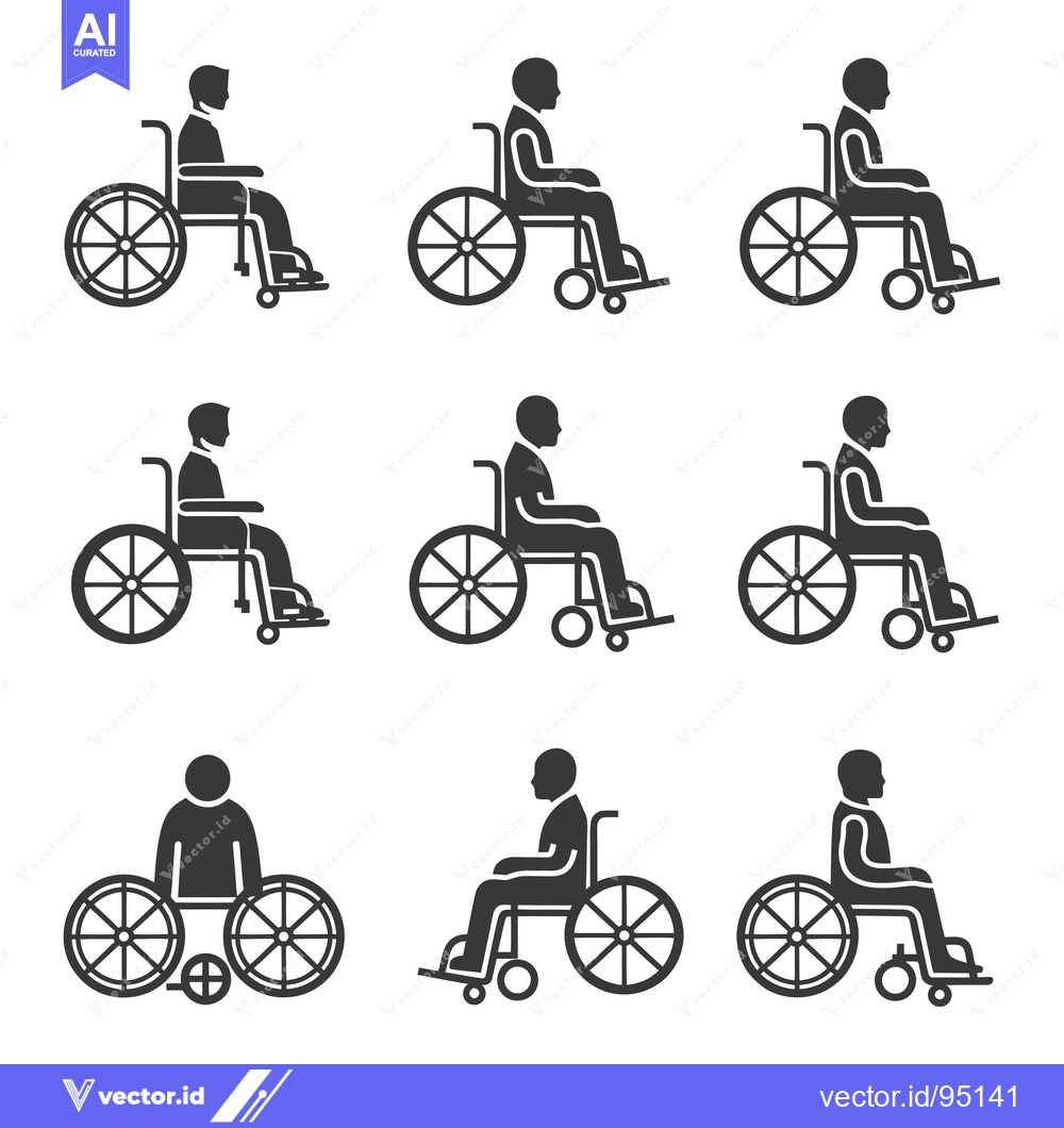 Premium Vector dari Set of Different Wheelchair User Silhouette Icons