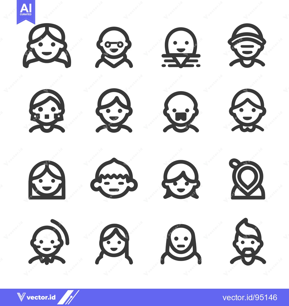 Premium Vector of Set of Diverse Human Profile Icons