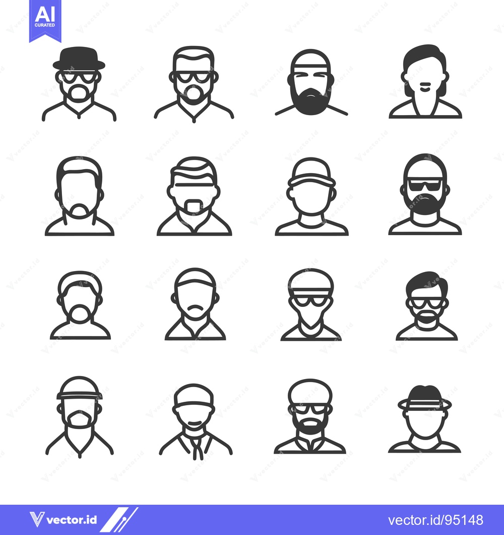 Premium Vector dari Set of Diverse Male Profile Icons with Different Hairstyles, Facial Ha