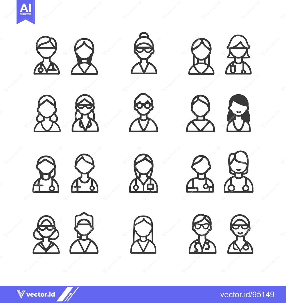 Premium Vector of Set of Diverse Medical Professional Icons