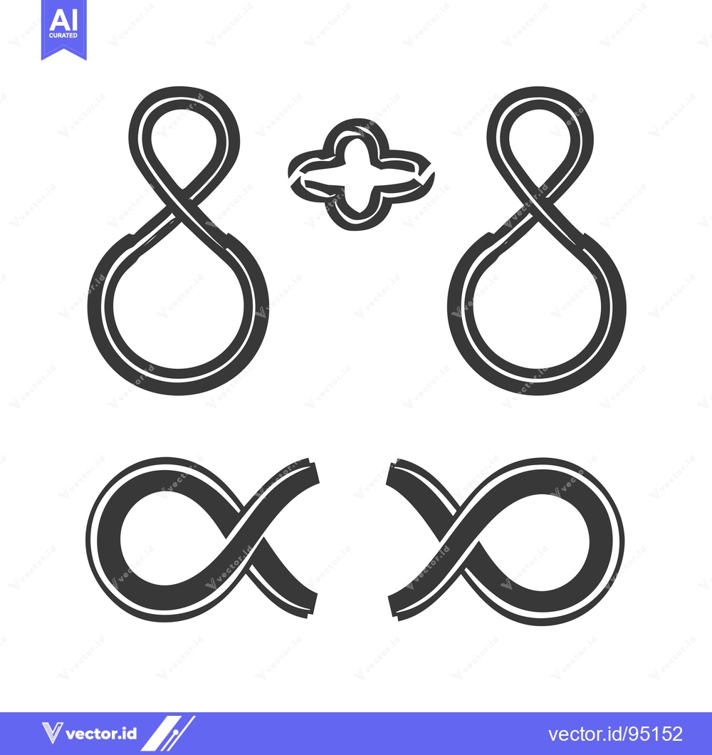 Premium Vector dari Set of Double Line Infinity and Lemniscate Symbols