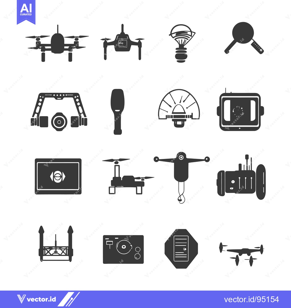 Premium Vector of Set of Drone Icons with Different Features and Designs