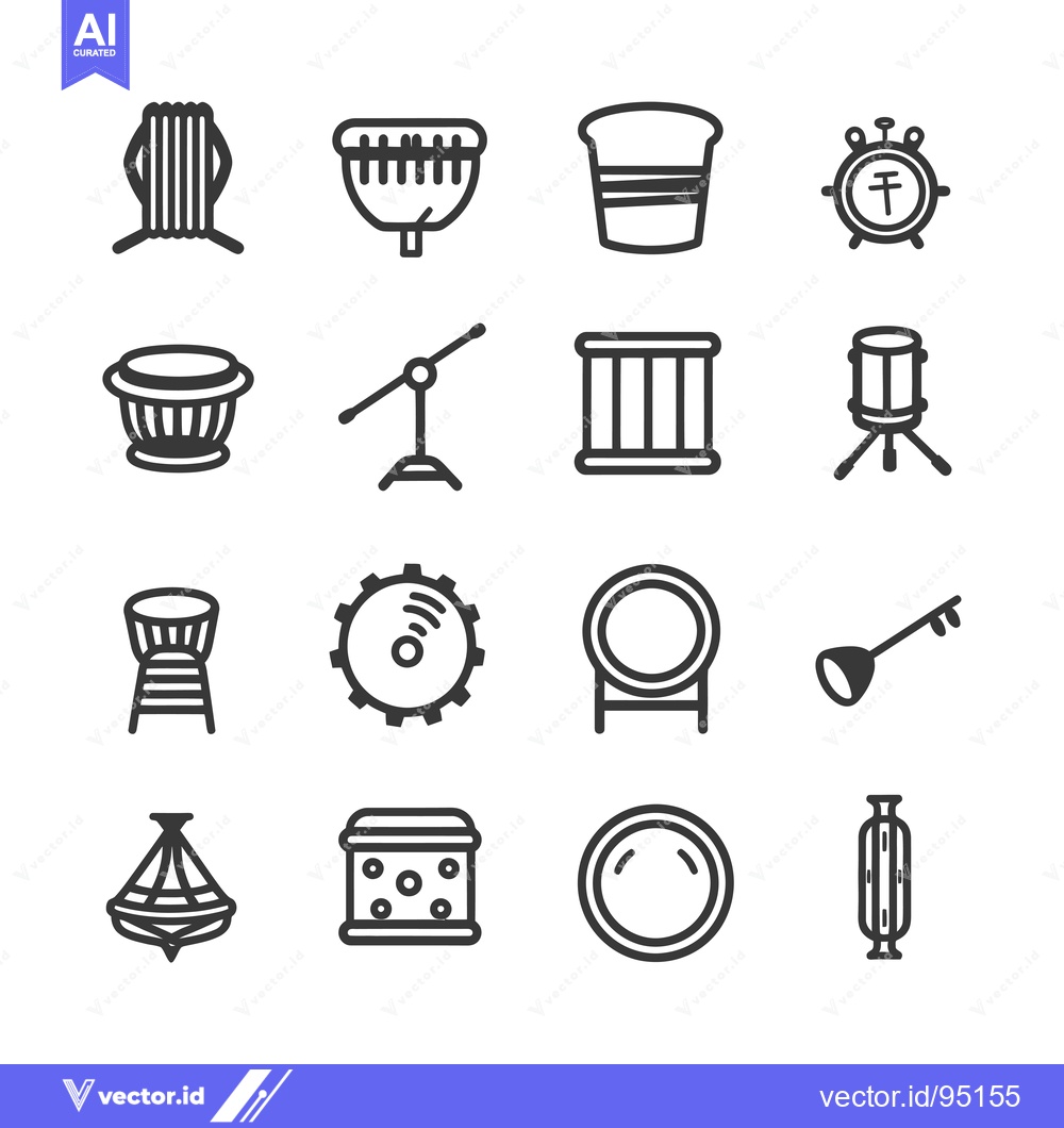 Premium Vector of Set of Drum and Percussion Instrument Icons