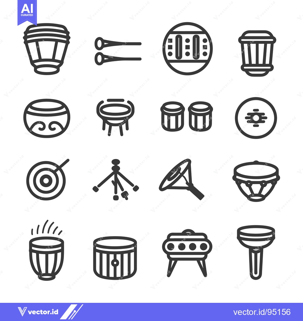 Premium Vector of Set of Drum and Percussion Instrument Icons