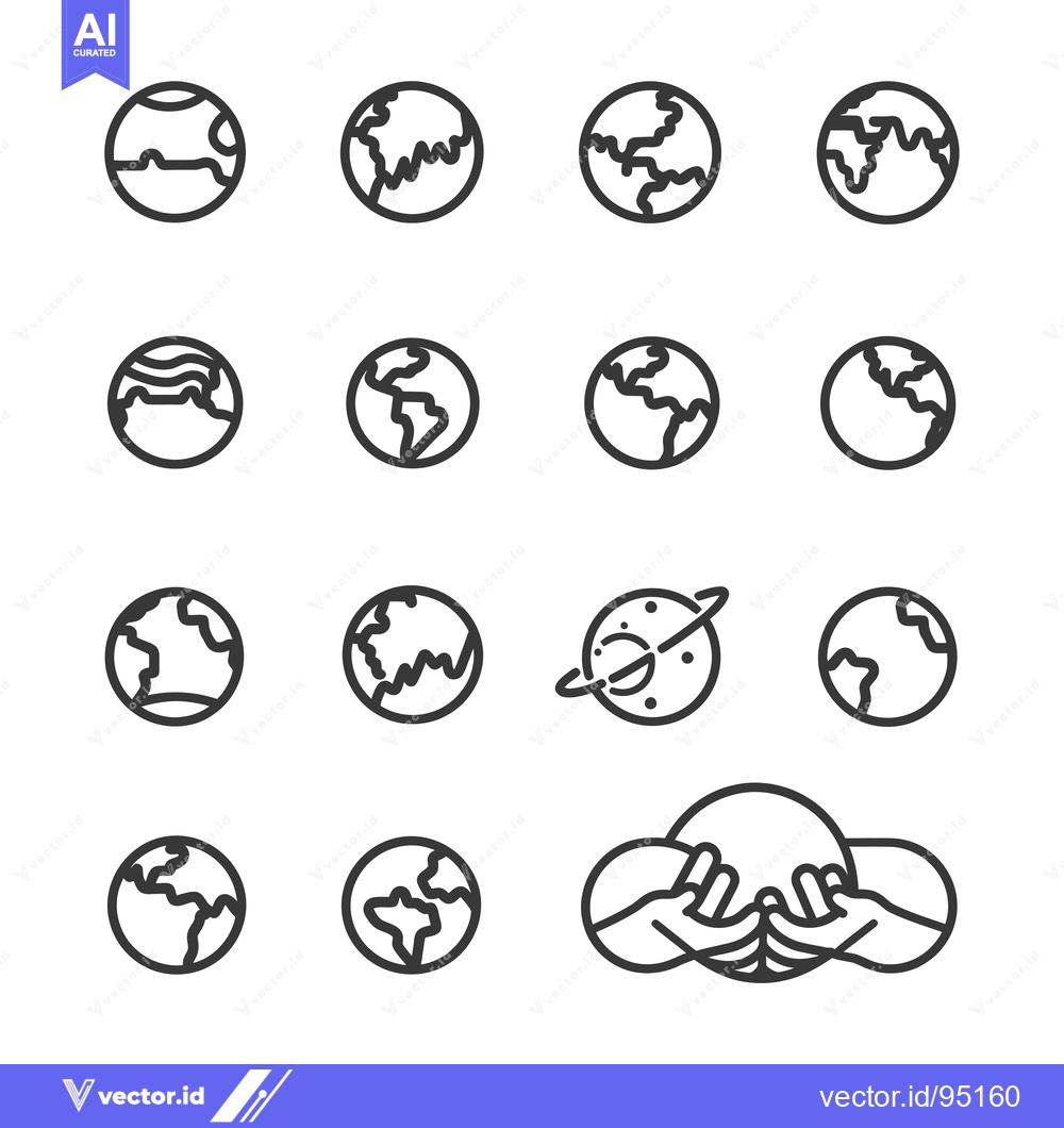 Premium Vector dari Set of Earth Globe Icons with Different Variations