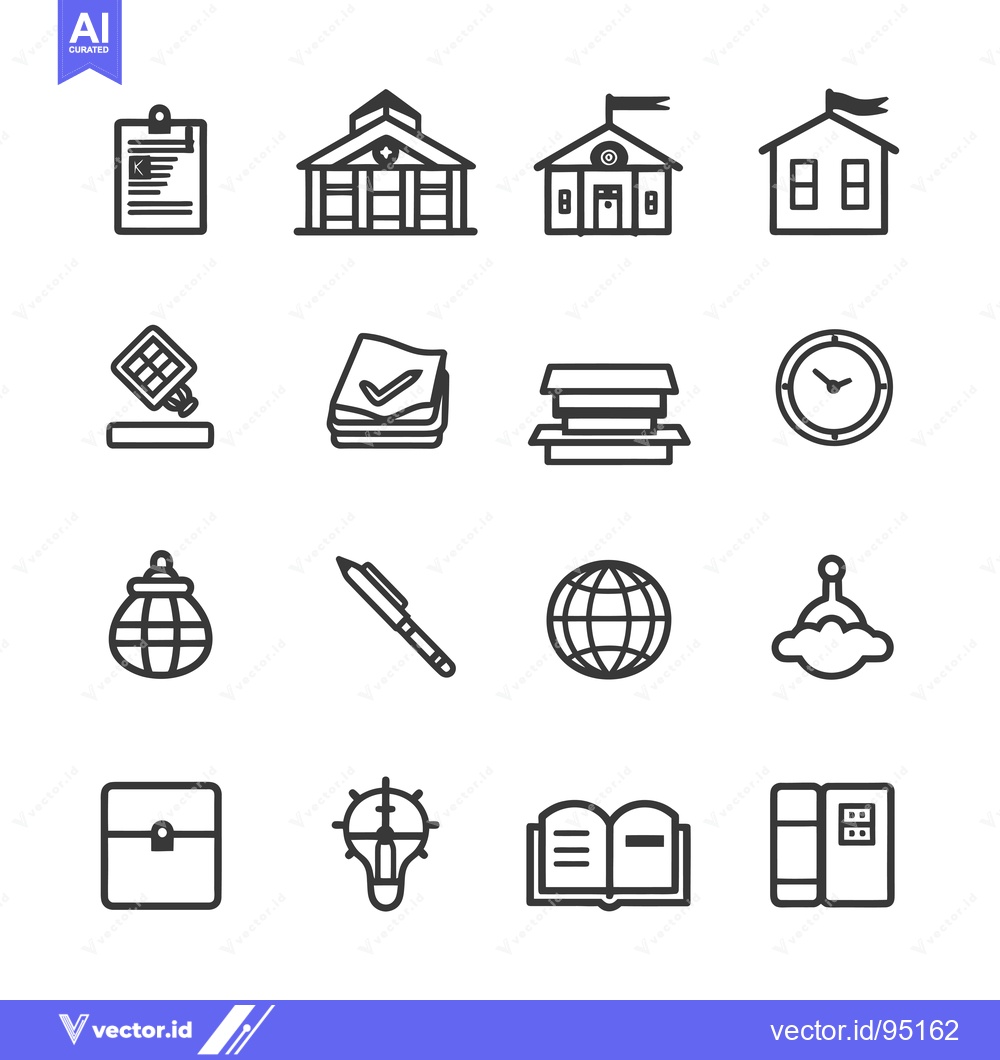 Premium Vector dari Set of Educational and School Related Line Icons