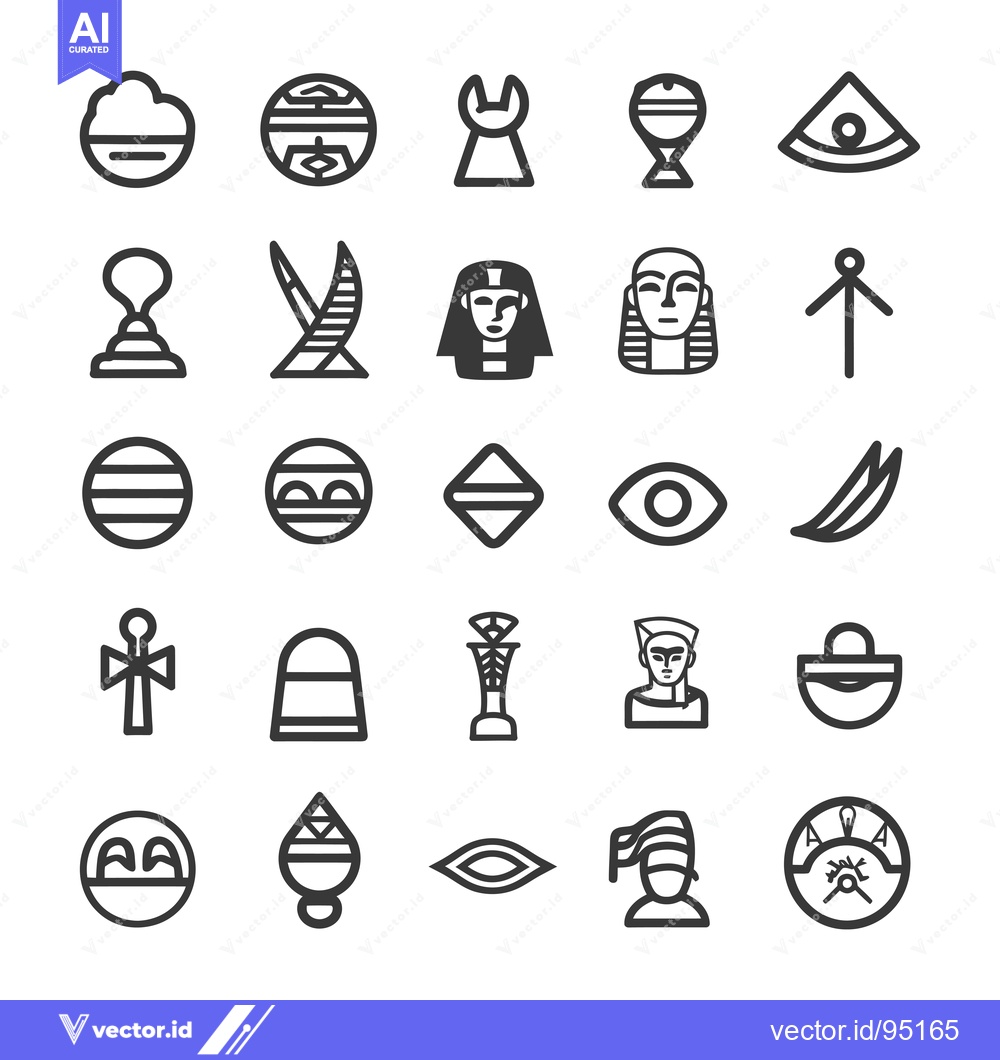 Premium Vector dari Set of Egyptian Hieroglyphics and Symbols