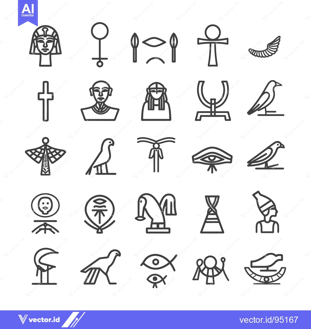 Premium Vector dari Set of Egyptian Hieroglyphic Symbols and Icons