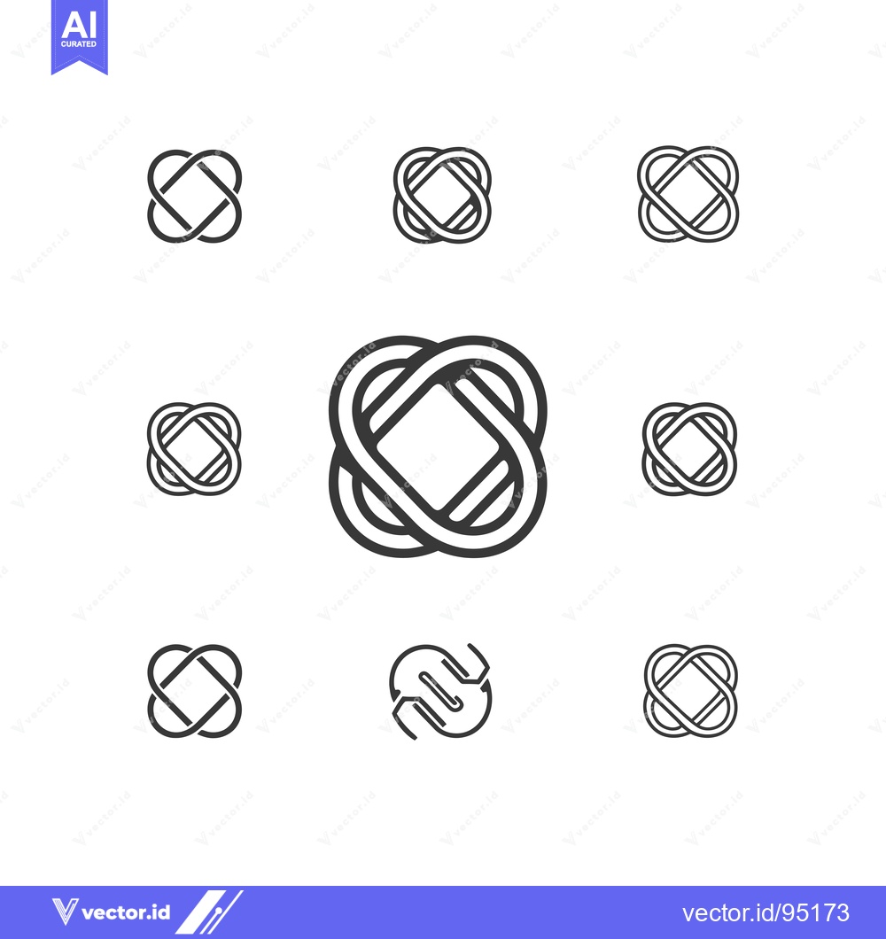 Premium Vector dari Set of eight abstract intertwined loop designs
