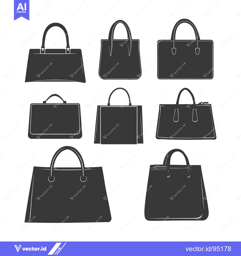 Premium Vector dari Set of eight different handbag silhouettes