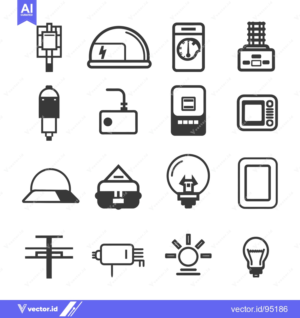 Premium Vector of Set of Electrical and Lighting Related Icons