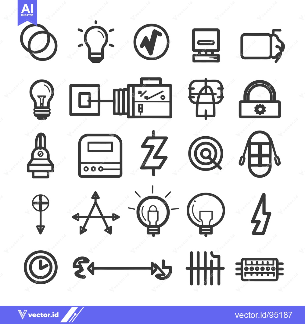 Premium Vector dari Set of Electrical and Technology Line Icons