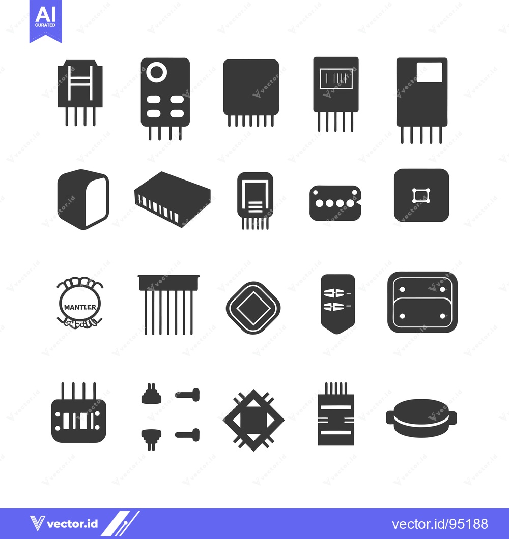 Premium Vector of Set of Electronic Component and Chip Icons