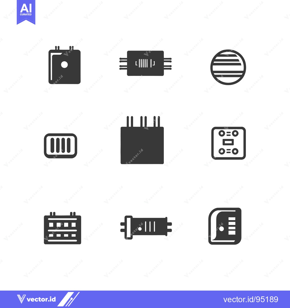 Premium Vector of Set of Electronic Component Icons