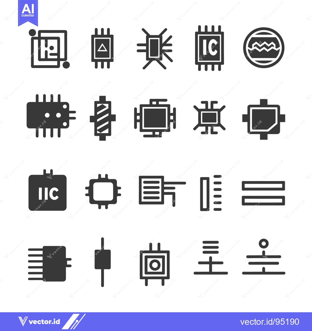 Premium Vector dari Set of Electronic Components and Circuit Elements Icons