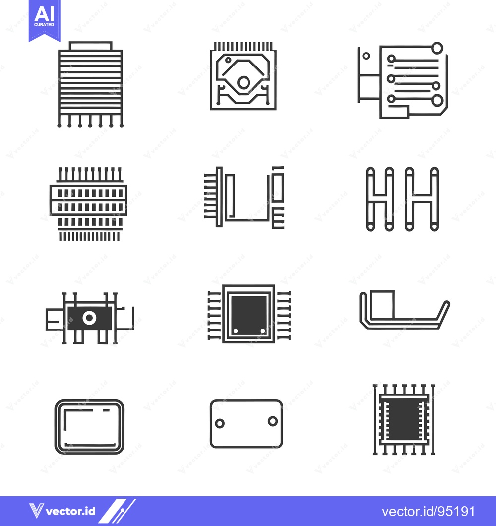 Premium Vector of Set of Electronic Components Icons in Line Style